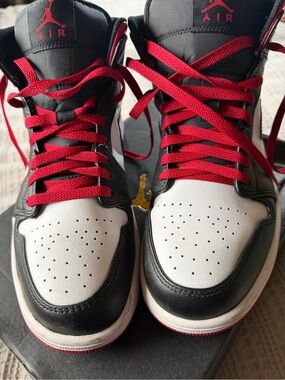 Jordan Men's Black White Red Air High-Top Sneakers